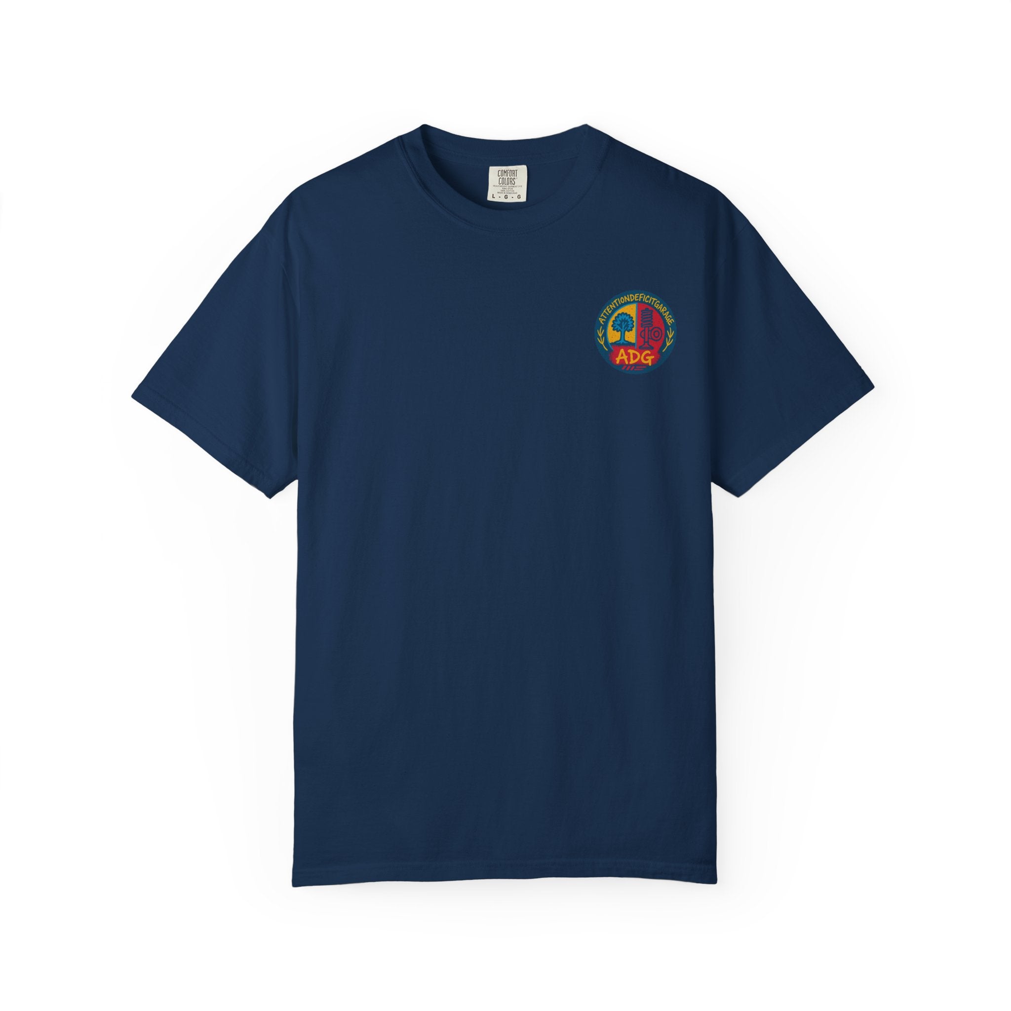 ADG Crest Front / Project Car Status Back Tee – Full Print by Attention Deficit Garage